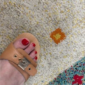 Dr. Scholl's Light Tan Wood-Effect Footbed Slides